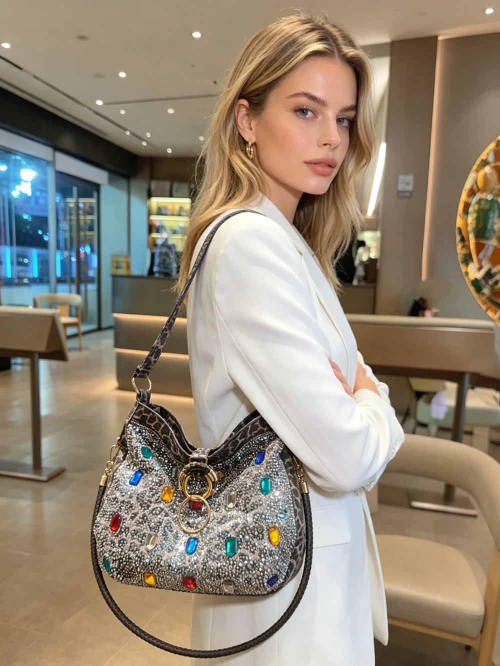 Luxury Genuine Leather Portable Women's Bag Leisure Large Capacity Diamond Tote Bag Shoulder Crossbody Bucket Bags Fashion 2026