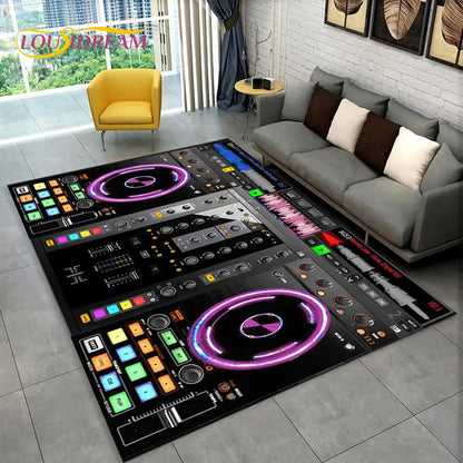 3D DJ Music Screen Keyboard Area Rug,Carpet Rug for Living Room Bedroom Sofa Doormat Hallway Decor,Sport Yoga Non-slip Floor Mat