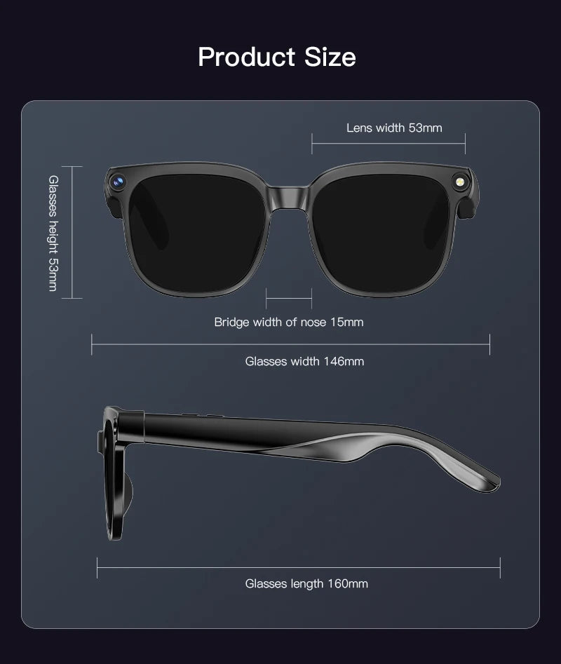 SENBONO NEW Smart Glasses with  800W Piexl Camera AI Translator Sunglasses Bluetooth Call Take Video Smart Glasses for Men Women