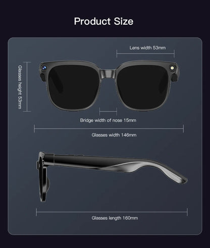 SENBONO NEW Smart Glasses with  800W Piexl Camera AI Translator Sunglasses Bluetooth Call Take Video Smart Glasses for Men Women