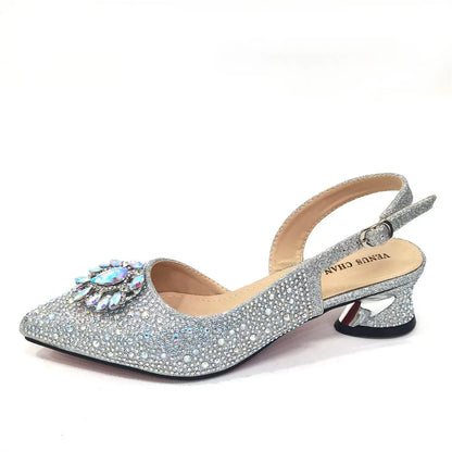 Sandals Woman Summer 2024 Hot Selling Design Pointed Toe Thin Heels Mature Ladies Shoes Matching Bag Set in Red Color