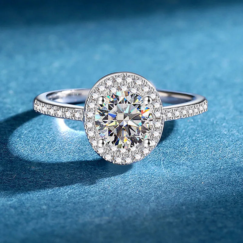 Women's 1 Carat Moissanite Ring PT950 Platinum Pigeon Egg Shape - Light Luxury Choice Elegant Precious Ring for Women