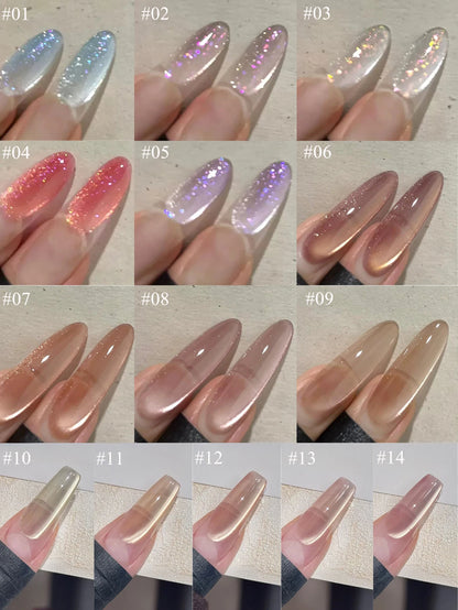1-24pcs WS Romantic Purple Cat Eye Gel Nail Polish New Style Super Flash Versatile Whitening Purple Glass Bead Cat Nail Salon