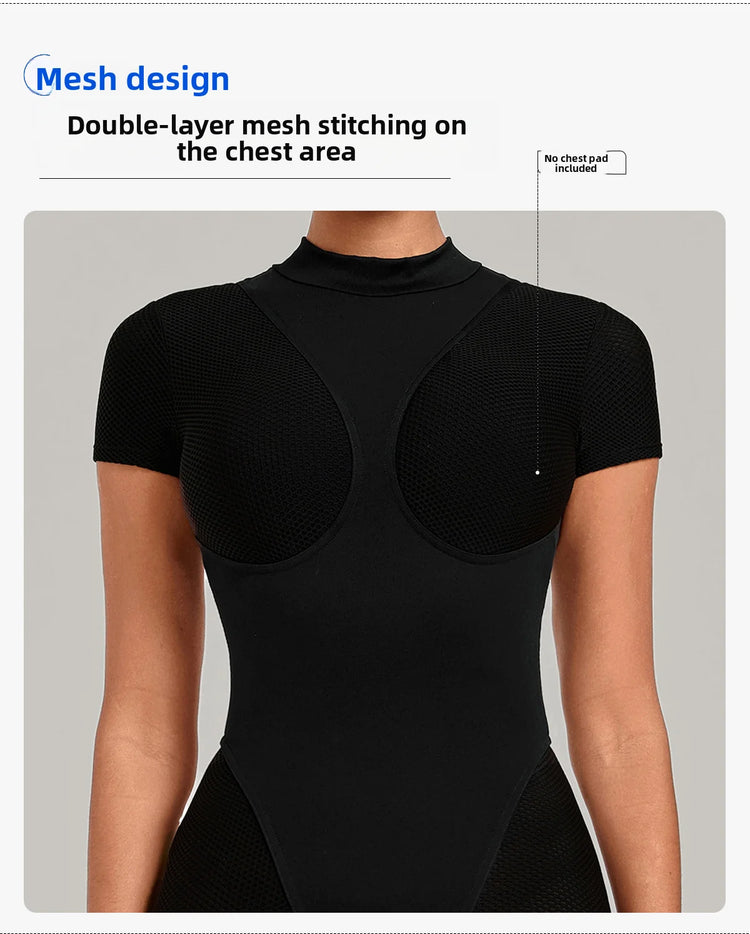 Sexy One-Piece Womens Tracksuit Long Sleeved Sports Rompers Running Yoga Jumpsuit High Stretch Push Up Fitness Workout Bodysuits