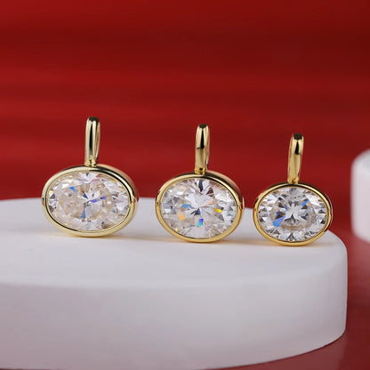 BXINY 2-4carat East West Oval Cut Moissanite Collar Choker Necklace S925 Silver Bezel Set Solitaire Diamond Pendant Gift Jewelry