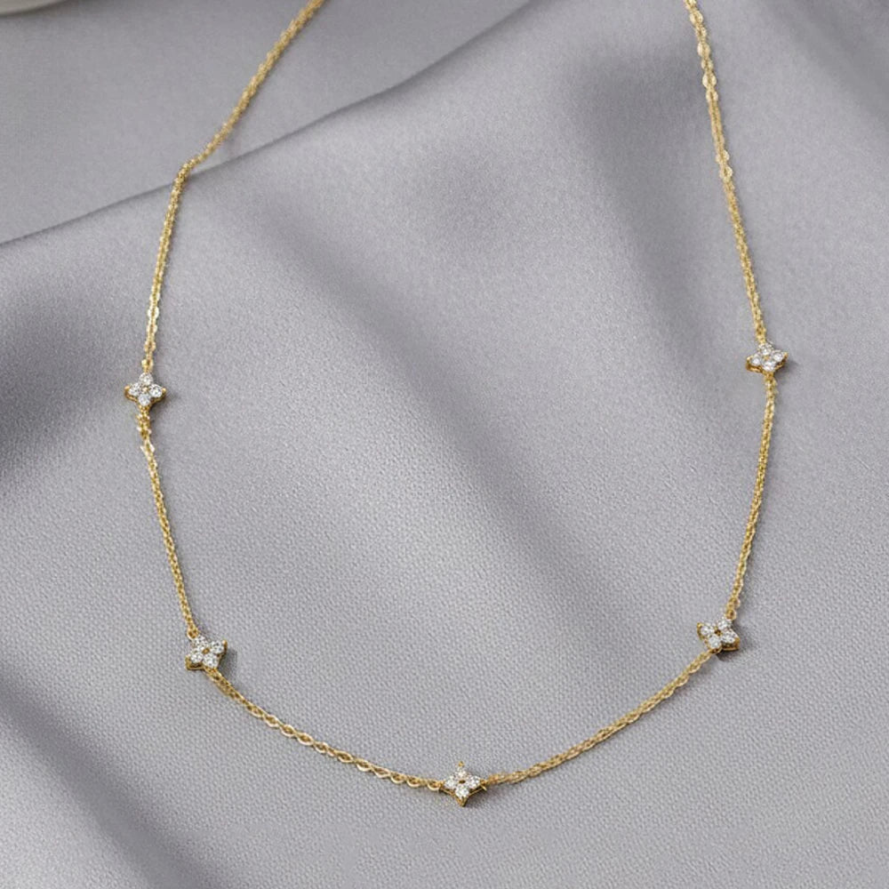 2mm Four-Leaf Clover Moissanite Necklaces for Women Lab Grown Diamond Certified 925 Sterling Silver Jewelry Party Birthday Gifts