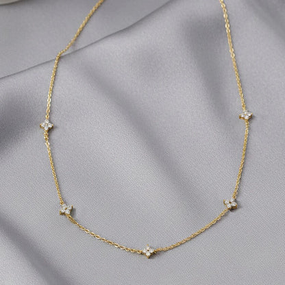 2mm Four-Leaf Clover Moissanite Necklaces for Women Lab Grown Diamond Certified 925 Sterling Silver Jewelry Party Birthday Gifts