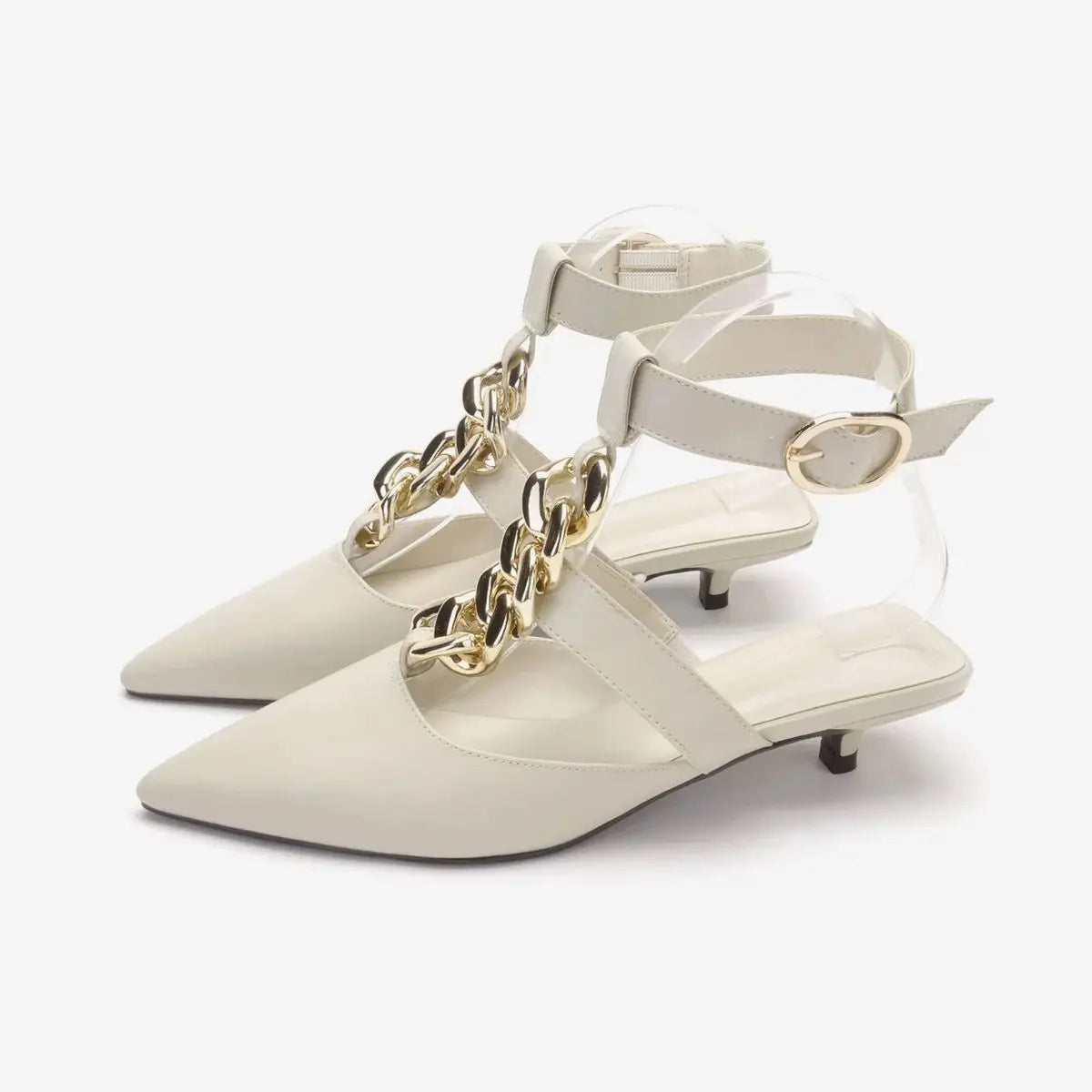 Women's Sandals Summer 2025 Design Metal Chain Adjustable Buckle Female Luxury Heeled Shoes Fashion Party Banquet Heels Ladies