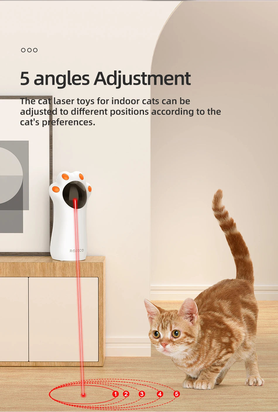 ROJECO Automatic Cat Laser Toy Interactive Intelligent Toys LED Motion Activate Pet Indoor Handheld Wireless Cat Toy Accessories