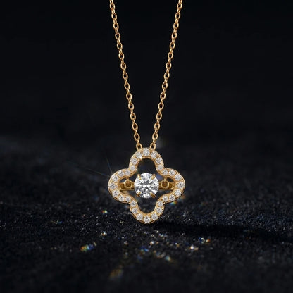 KISS MANDY 925 Pure Silver D Color Moissanite Four-Leaf Clover Necklace Flower Diamond Pendant Choker Chain Elegant Gift SMON20