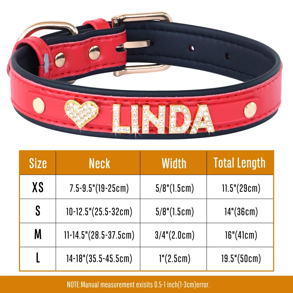 Personalized Small Dogs Chihuahua Collar Bling Rhinestone Dog Collars Free Custom Pet Dogs Cats Name Charms Pet Accessories
