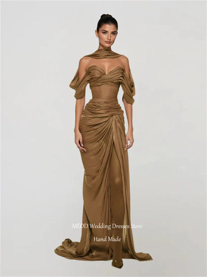 MEOD Formal Evening Dresses Sweetheart Backless High Slit Mermaid Prom Gown Off The Shoulder Long Train Elegant Dress Customized