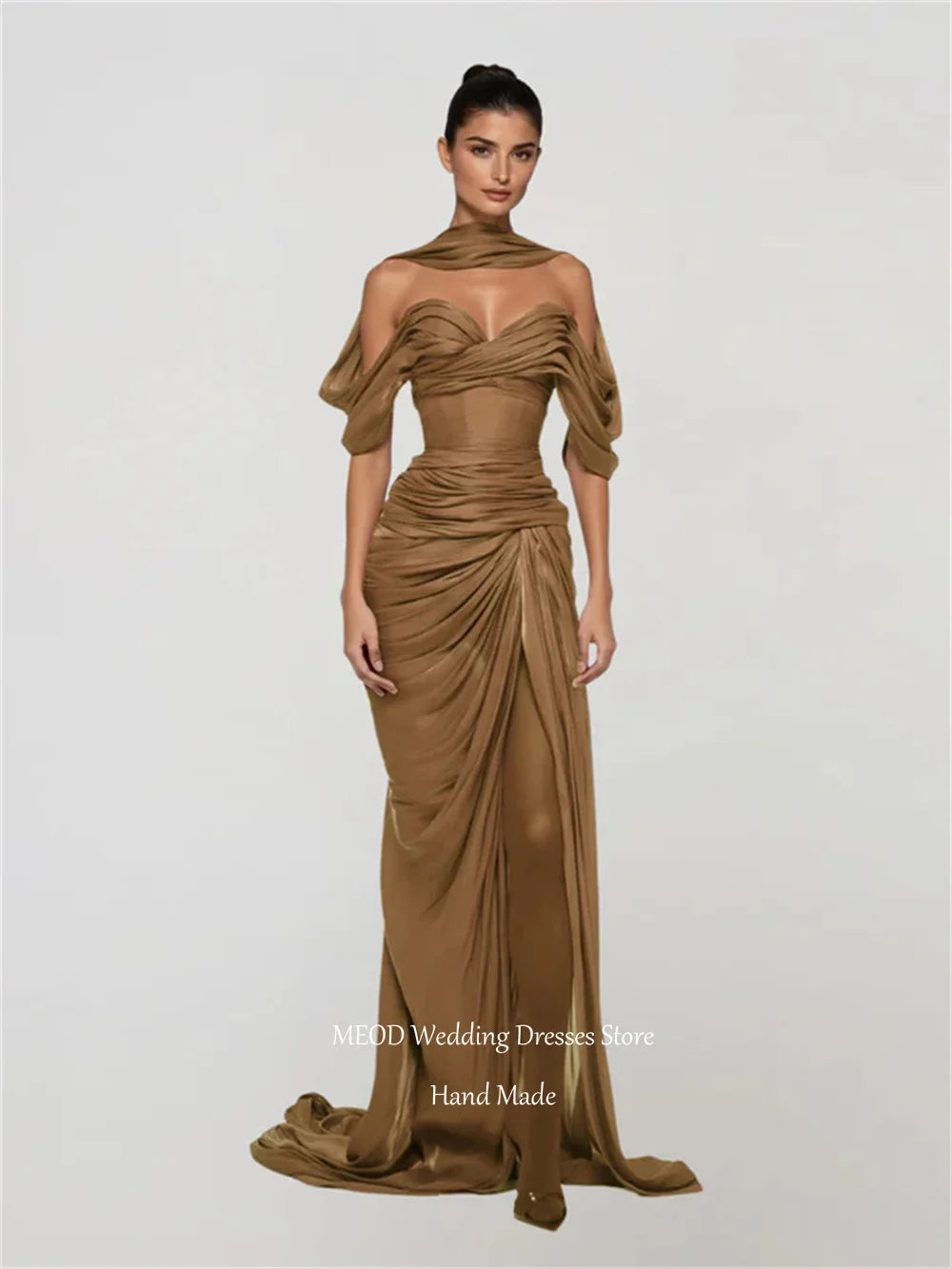 MEOD Formal Evening Dresses Sweetheart Backless High Slit Mermaid Prom Gown Off The Shoulder Long Train Elegant Dress Customized