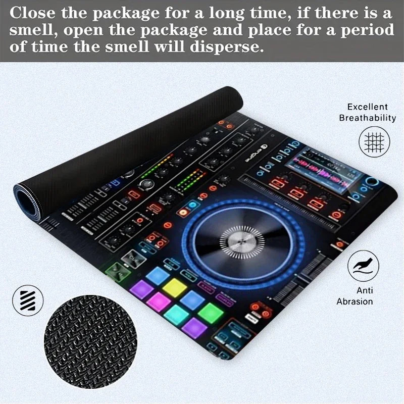 DJ Controller Mouse Pad Large Desk Accessories Desk Pad Rubber Base with Stitched Edge Mousepad Non-Slip Mousepad for Office