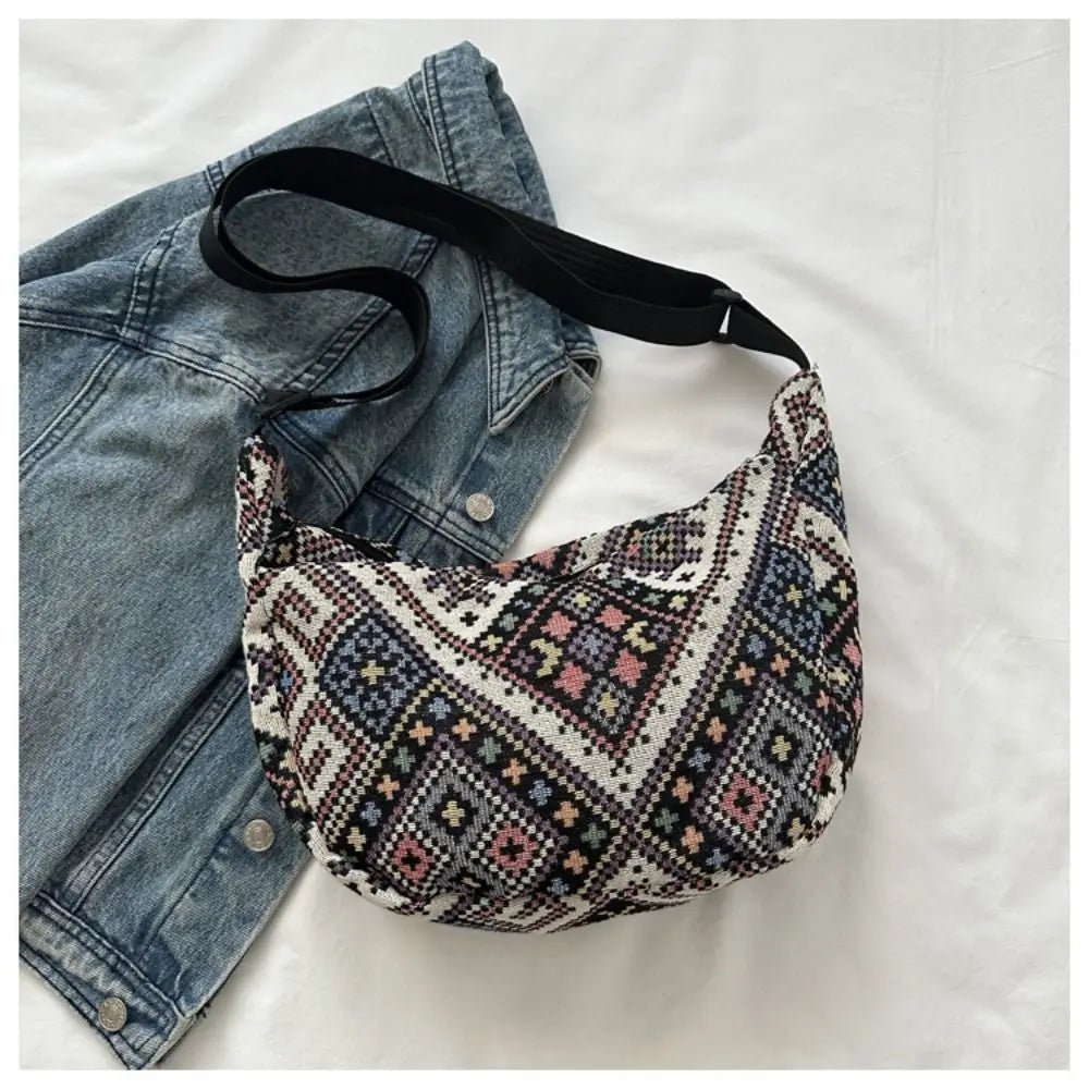 Canvas Shoulder Bags Fashion Large-capacity National Style Underarm Bags Messenger Bag Women Female