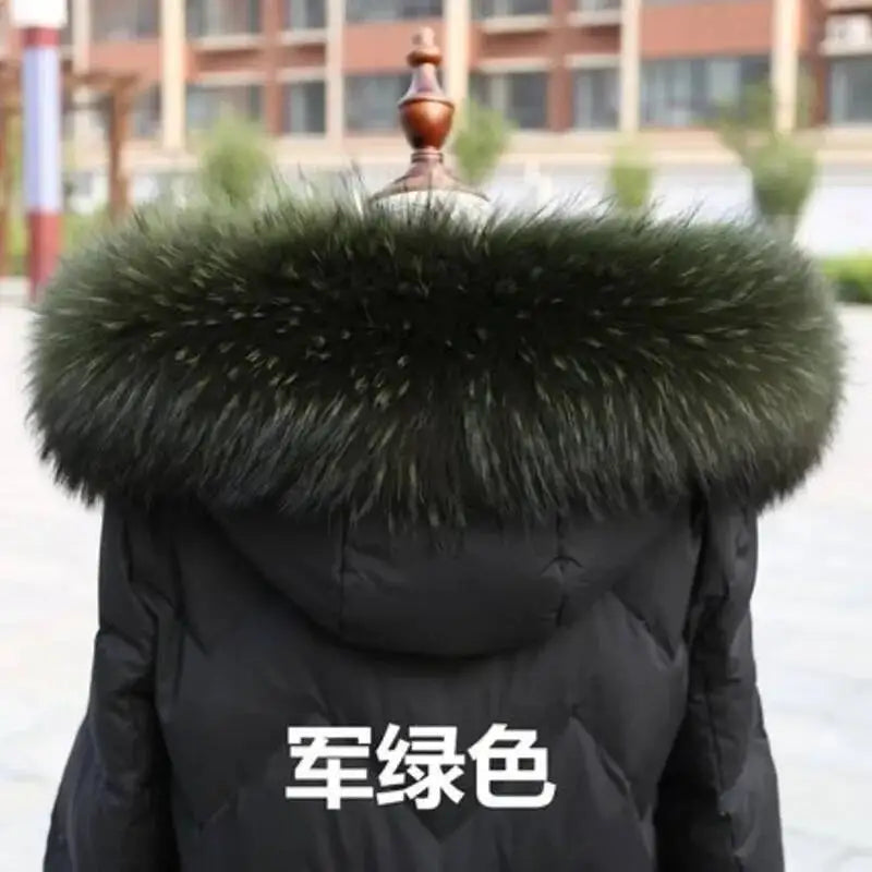 Raccoon Fur Collar Real Fur Down Jacket Parka Fur Collar Natural Fur Hood Trim Fur For Women Warm Wraps Furry Fur Scarf for Coat