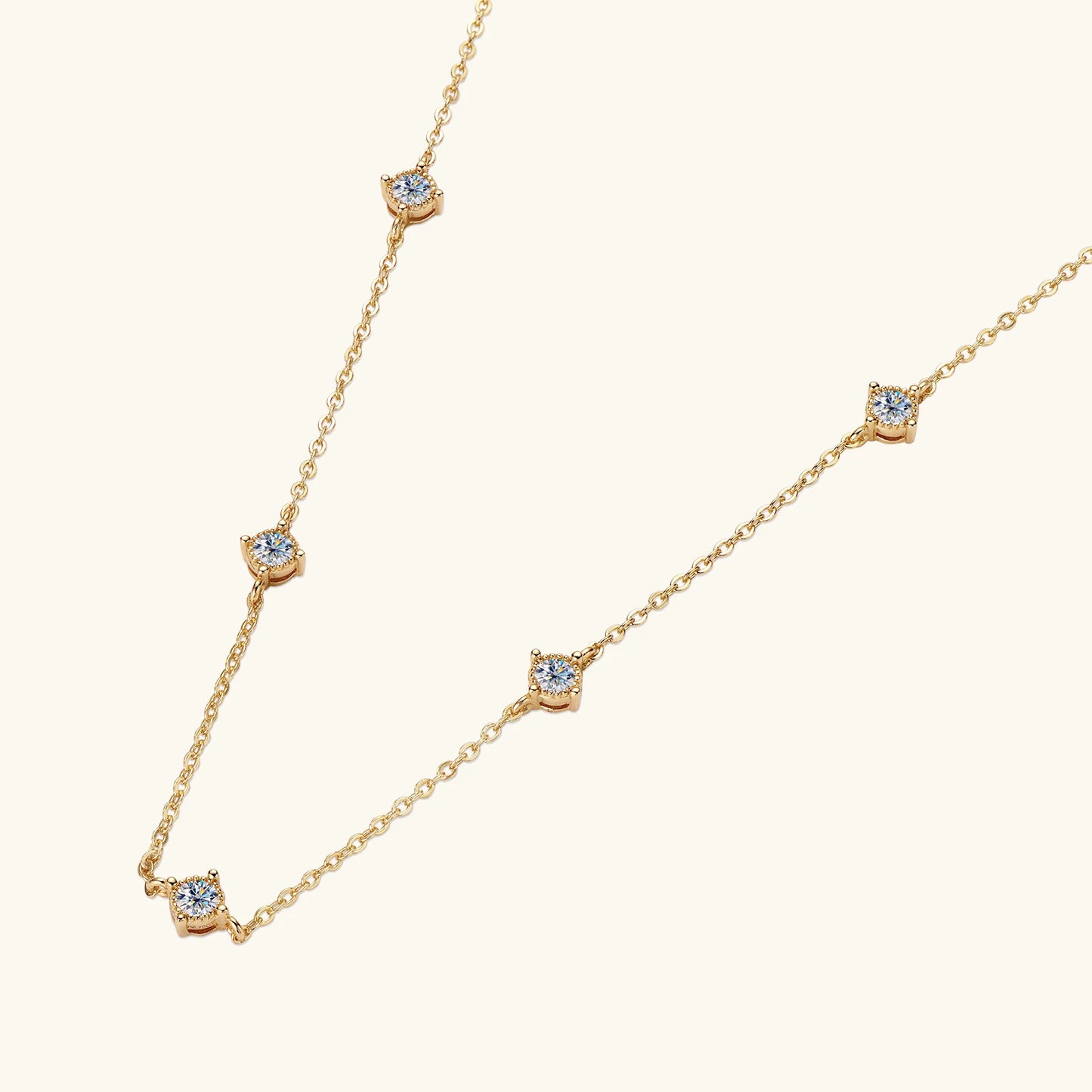 Sweetrain 3mm Moissanite Diamond Necklaces for Women Dainty 18k Gold Plated/925 Sterling Silver Neck Chain Female Trendy Jewelry