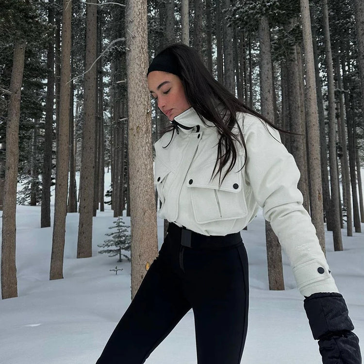 Casual Fur-Trimmed Hooded Ski Suit Women Fashion Belted Slim Full Sleeve Warm Jumpsuits Female 2026 Winter Snow Bodysuit Lady