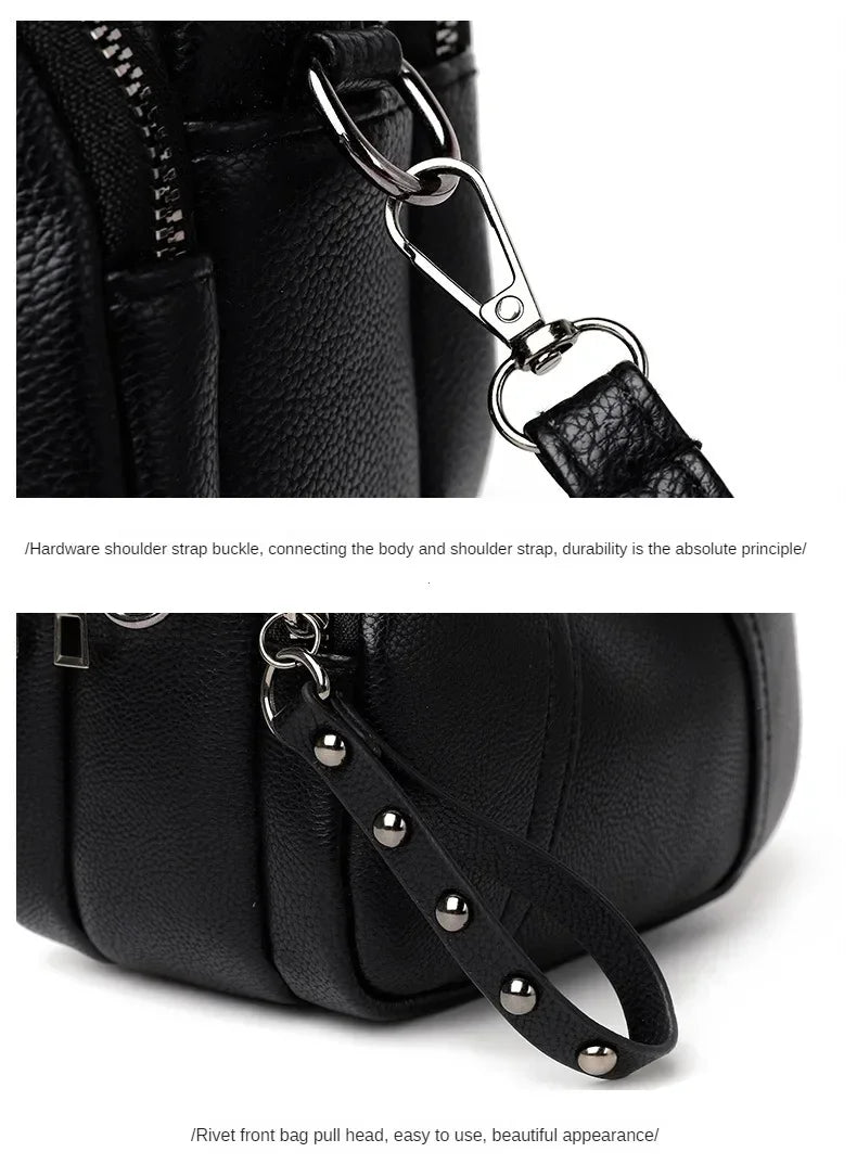 Fashion Soft Leather Crossbody Bags for Women 2026 Casual Female Multi Pocket Messenger Bags Retro Handbags Ladies Shoulder Bags