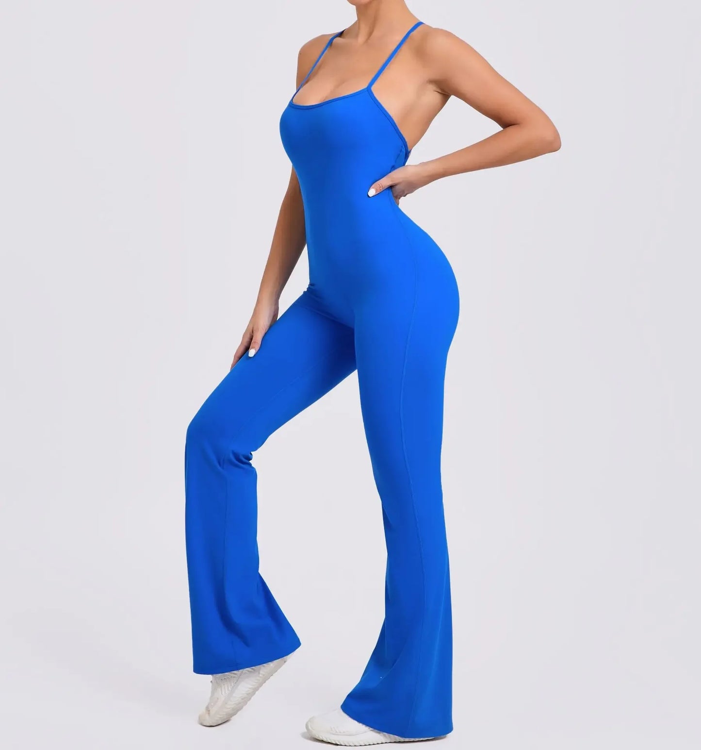 Sports Overalls for Women Sportswear Flared Jumpsuit Woman Padding Jumpsuits Gym Combinaison Femme Coffee Gray Navy Blue Red