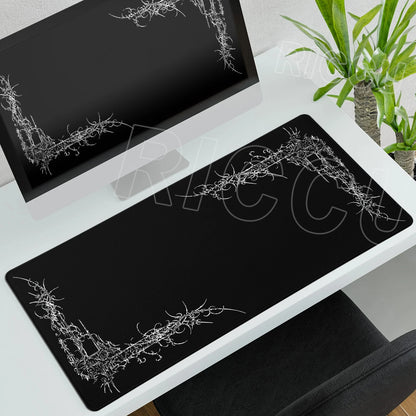 Black White Cybersigilism Deskmat Gothic Sword Art Mousepad Office Rubber Mouse Pad XXL PC Desk Accessories Gaming Keyboard Mats