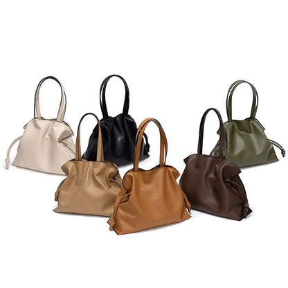 100% Genuine Leather Extra Large Shoulder Bags Women Handbag Bucket Bag Fashion Luxury Designer String Tote Tassel Clutch Bolsas