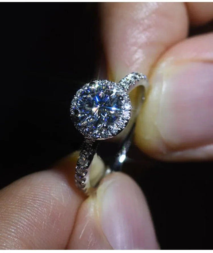 925Sterling Silver New Mozzarella Diamond Ring Female Internet Celebrity Live Stream Exclusive Set Zircon Inlaid Daily Wear Ring