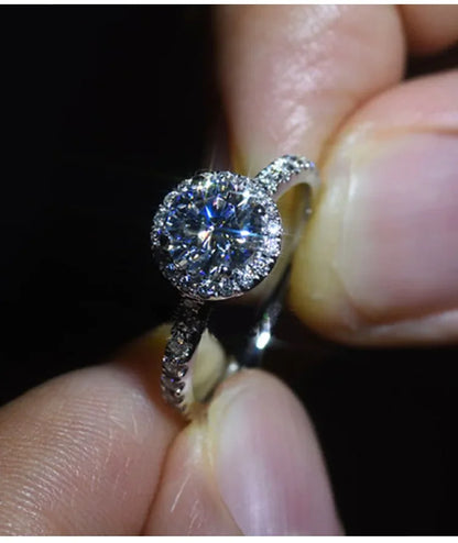 925Sterling Silver New Mozzarella Diamond Ring Female Internet Celebrity Live Stream Exclusive Set Zircon Inlaid Daily Wear Ring