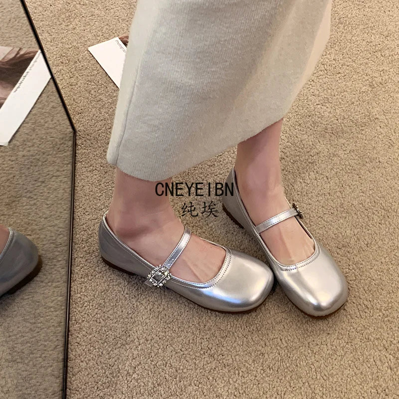 New Spring Autumn Women Ballet Flats Comfort Round Toe Soft Sole Leather Shoes Ladies Daily Wear Dress Mary Jane Shoes