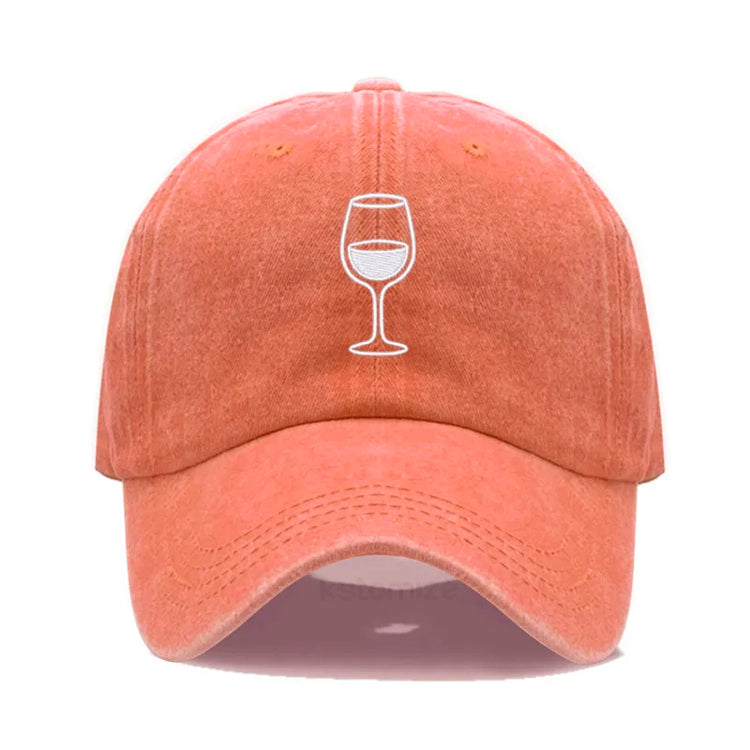 Wine Glass Embroidery Baseball Cap For Men Women Soft Cotton Adjustable Dad Hat Unisex Casual Sport Visor Golf Caps