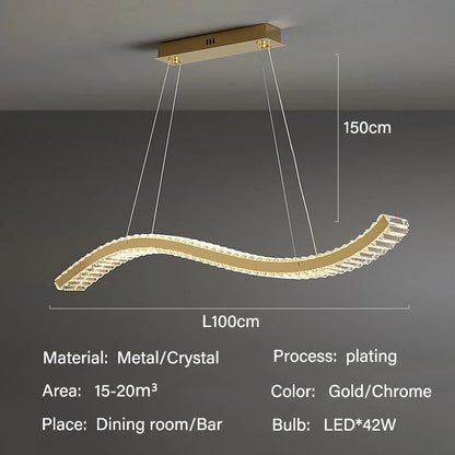 Modern Luxury LED Crystal Pendant Lights Villa Dining Room Kitchen Lighting Lustre Decor Chandeliers Indoor Bar Lights Fixture
