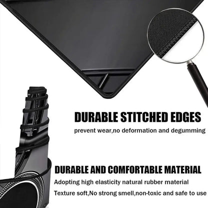 Retro Vinyl Turntable DJ Design Extended Mouse Pad Non‑Slip Rubber Base Tech Style Large Gaming Desk Table Play Mat PC Laptop