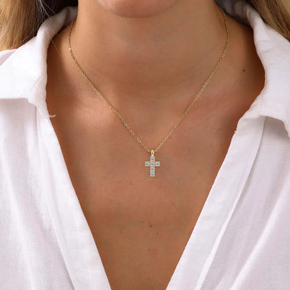 Lnngy 925 Sterling Silver Vintage Cross Pendant Necklace Certified 3.5mm Moissanite Necklace For Women Classic Fine Jewellry