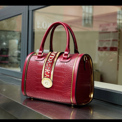 Designer Luxury Boston Bags For Women High Quality Crocodile-embossed Top Handle Bag Fashion Diamonds Letter Decoration Handbag