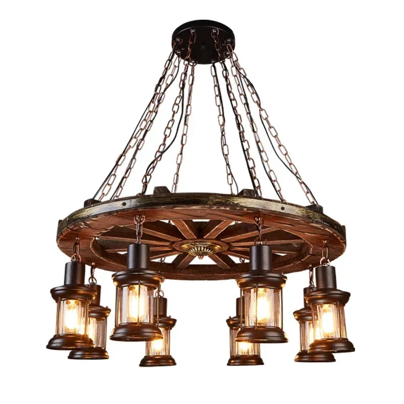Classical Industrial Iron LED Wheel Pendant lights Metallic lustre Hanging Lamps Bar decoration Suspend Lamps Cafe Pendend Lamps