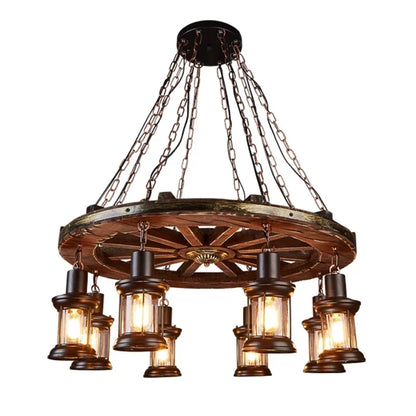 Classical Industrial Iron LED Wheel Pendant lights Metallic lustre Hanging Lamps Bar decoration Suspend Lamps Cafe Pendend Lamps