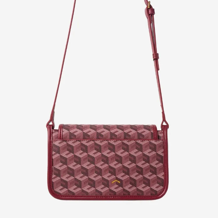 Luxury Monogram Messenger Bag Women Geometric Print 3D Cube Coated Canvas Crossbody Bag Classic Versatile Elegant Shoulder Bag
