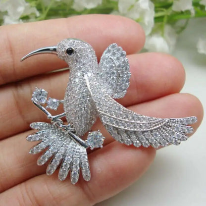 Exquisite Shiny Rhinestone Hummingbird Brooches For Women Clothing Coat Jewelry Accessries Gift