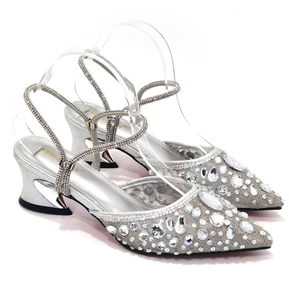 2023 New Italian Design Noble Dual-Purpose Three-Dimensional Bag And Ladies Heel Shoes Shiny Material For Nigeria Wedding Party
