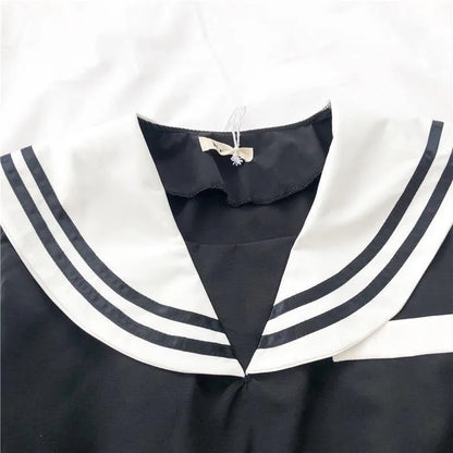 Japanese New Sailor Suit White and Navy Summer Women Student JK Uniform Suit College Style Girls Short Top Pleated Skirt Sets