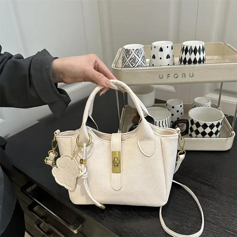 PU Portable Bucket Bag Shoulder Bag Women Fashion Versatile Crossbody Bags Zipper Handbag High Quality Tote Commuter Bags Gifts