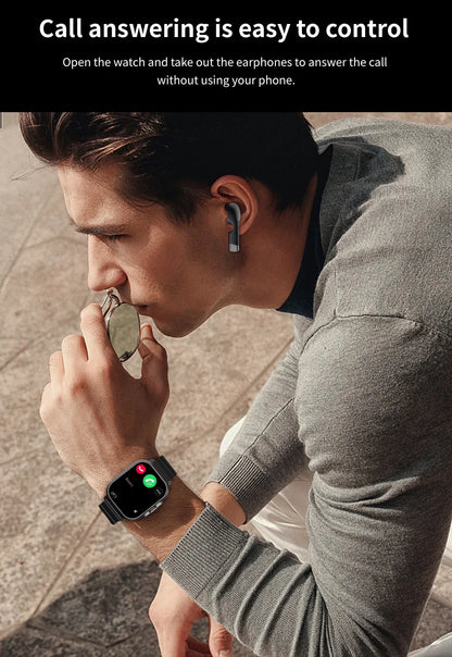 BT Call Blue Tooth Headphones Watches 2.01" Headset 2 in 1 Smart Watch Heart Rate Sport Fitness Bracelet TWS Earphone Smartwatch