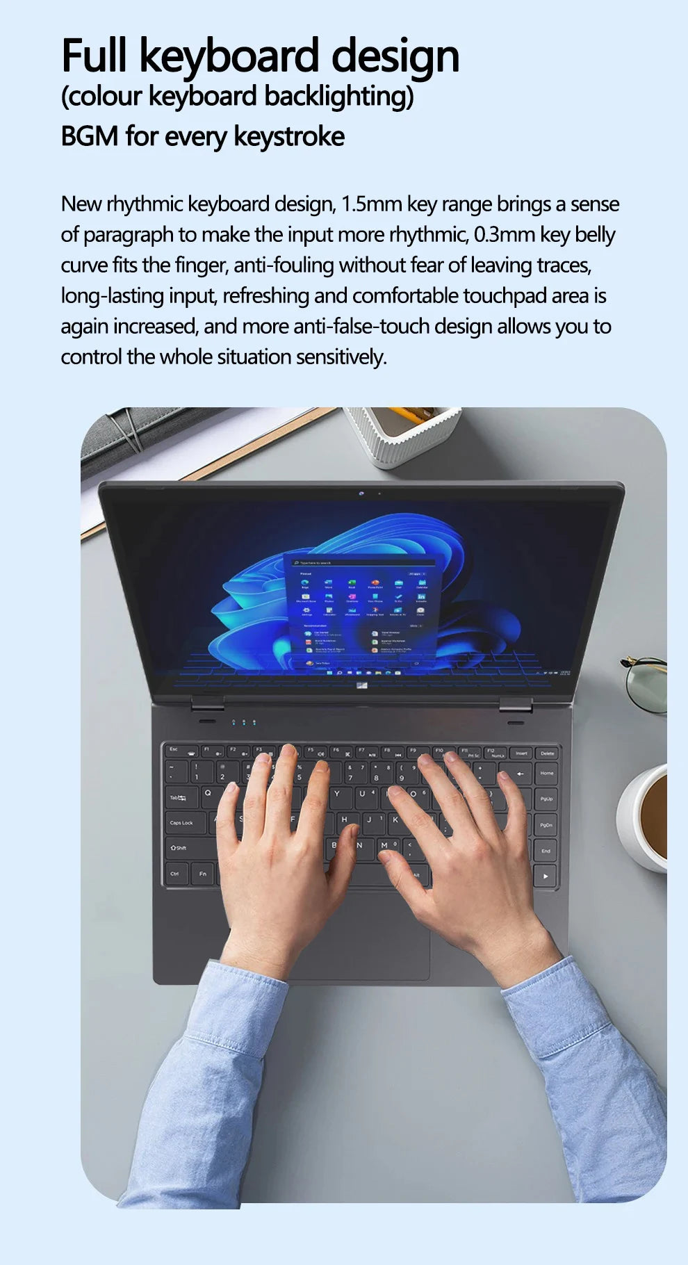 FW-Y1 14 Inch YOGA Laptop Touch Screen Notebook Intel N95 12GB LPDDR5 360° Flip Tablet 2-in-1 Pc Fingerprint Ulock Windows 11