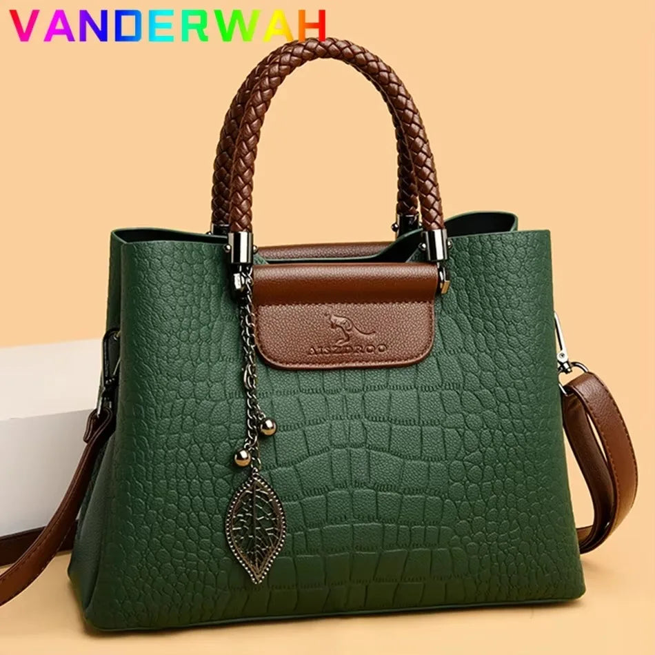 Genuine Soft Pu Leather Handbags for Women Vintage Shoulder Tote Bag Luxury Designer Ladies Large Capacity Purse Bags Sac A Main