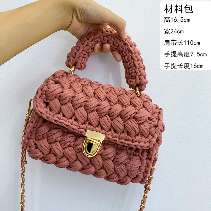New Rope Woven Women Handbags Designer Knitting Chains Shoulder Crossbody Bag Casual Lady Hand Bags Small Flap Purses