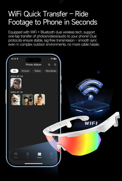 AI Smart Glasses with Camera  with built-in storage (no SD card required)deal for outdoor sports such as cycling skiing baseball