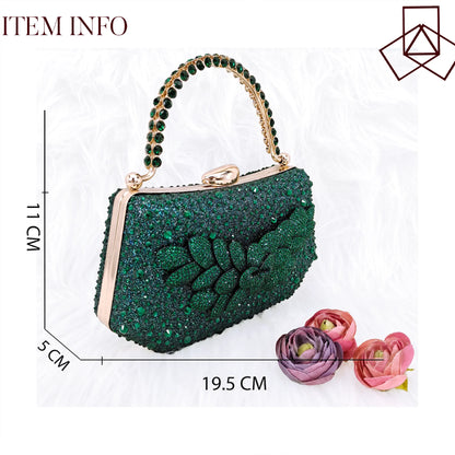 African Fashion Green Ladies Matching Shoes and Bags Nigerian Best Sell Women's Pointed Toe High Heels Commuter Wearable