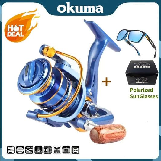 Okuma High Speed Fishing Reel with 10KG Max Drag 5.2:1 Metal Spool Spinning Wheel Gear Ratio High Speed Casting Fishing Reel