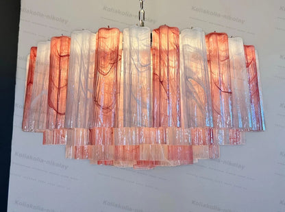 The Pink Love Glass Art Round 50-100cm Dimmable LED Chandelier Hanging Lamps Lustre Suspension Luminaire Lampen For Living Room