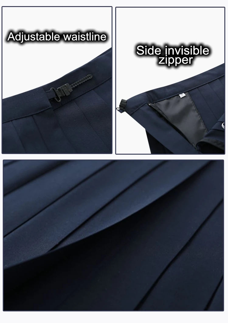 65cm longuette JK Uniform Sets Japanese Women girls uniform dark blue Short/long Sleeve School Uniforms Sailor Pleated Skirt